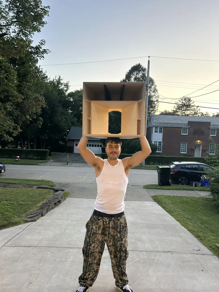 Holding a cabinet overhead